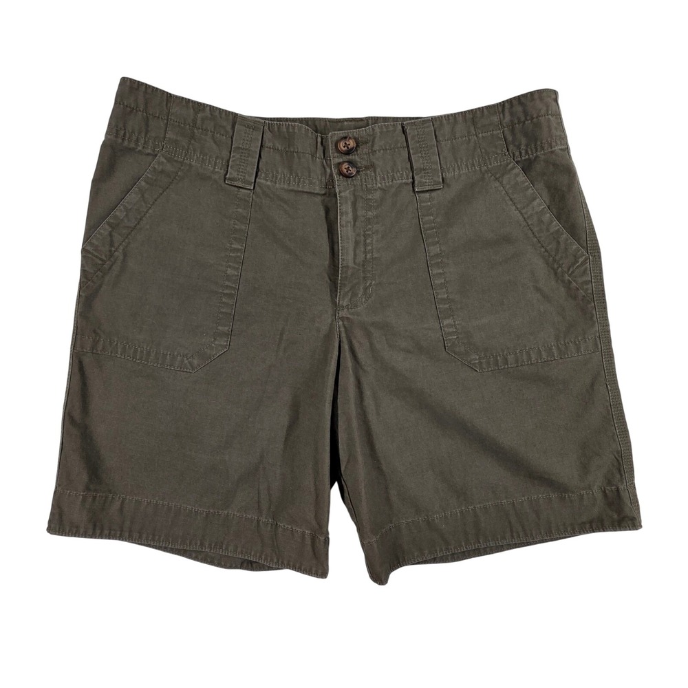 Eddie Bauer Ripstop Shorts Womens 12‎ Olive Green Utility Cargo Hiking 46-1-18C